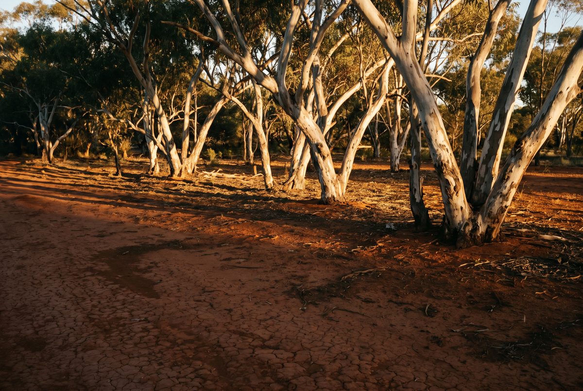 Gum trees in warm evening light